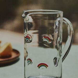 Anthopologie Rainbow Icon Glass Pitcher